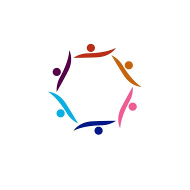 Renkli İnsanlar Birlikte İmza, Sembol, Sanat ve Logo Beyazda İzole Edildi