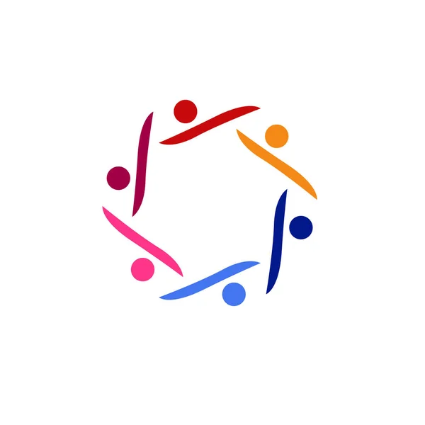 Kolorowi Ludzie Razem Znak Symbol Sztuka Logo Izolowane Białym — Wektor stockowy
