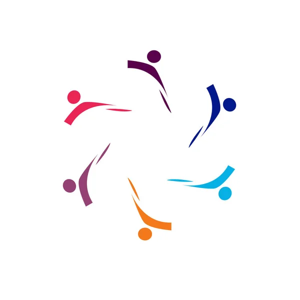 Colorful People Together Signe Symbole Art Logo Isolé Sur Blanc — Image vectorielle