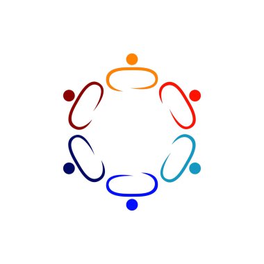 Renkli İnsanlar Birlikte İmza, Sembol, Sanat ve Logo Beyazda İzole Edildi