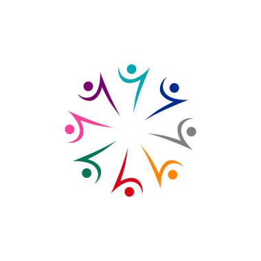 Renkli İnsanlar Birlikte İmza, Sembol, Sanat ve Logo Beyazda İzole Edildi