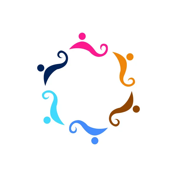 Colorful People Together Signe Symbole Art Logo Isolé Sur Blanc — Image vectorielle