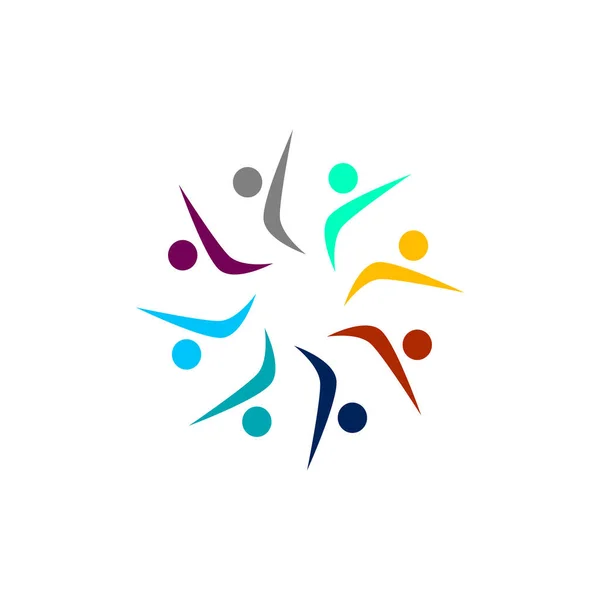 Colorful People Together Signe Symbole Art Logo Isolé Sur Blanc — Image vectorielle