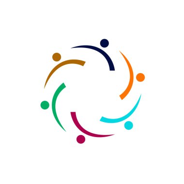 Renkli İnsanlar Birlikte İmza, Sembol, Sanat ve Logo Beyazda İzole Edildi