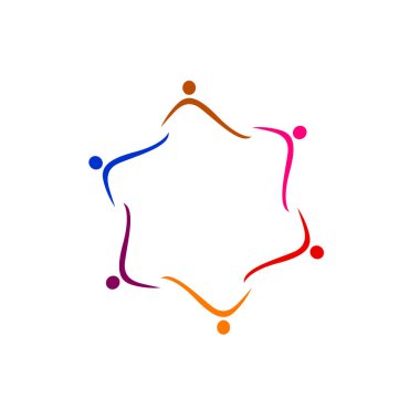 Renkli İnsanlar Birlikte İmza, Sembol, Sanat ve Logo Beyazda İzole Edildi