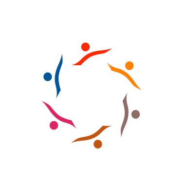 Renkli İnsanlar Birlikte İmza, Sembol, Sanat ve Logo Beyazda İzole Edildi