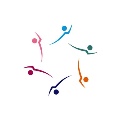 Renkli İnsanlar Birlikte İmza, Sembol, Sanat ve Logo Beyazda İzole Edildi