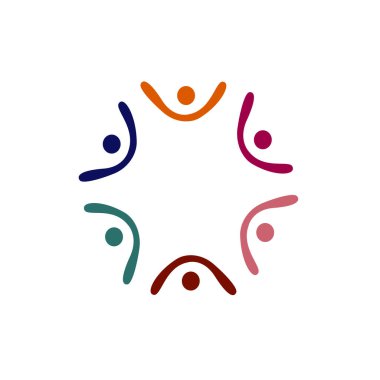 Renkli İnsanlar Birlikte İmza, Sembol, Sanat ve Logo Beyazda İzole Edildi