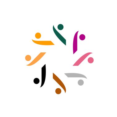 Renkli İnsanlar Birlikte İmza, Sembol, Sanat ve Logo Beyazda İzole Edildi