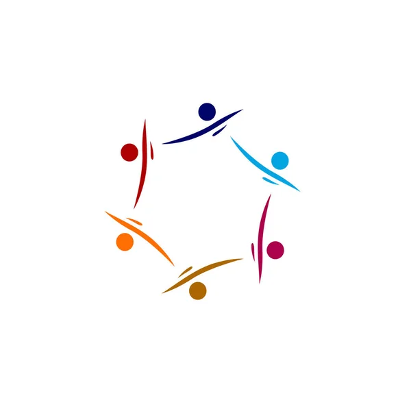 Colorful People Together Signe Symbole Art Logo Isolé Sur Blanc — Image vectorielle