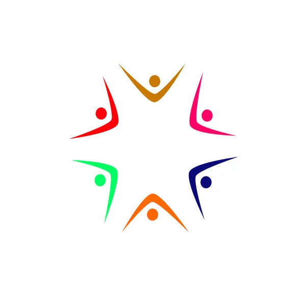 Colorful People Together Signe Symbole Art Logo Isolé Sur Blanc — Image vectorielle