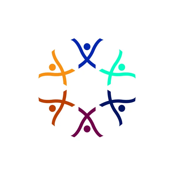 Барвисті Люди Разом Знак Символ Мистецтво Логотип Ізольовані Білому — стоковий вектор