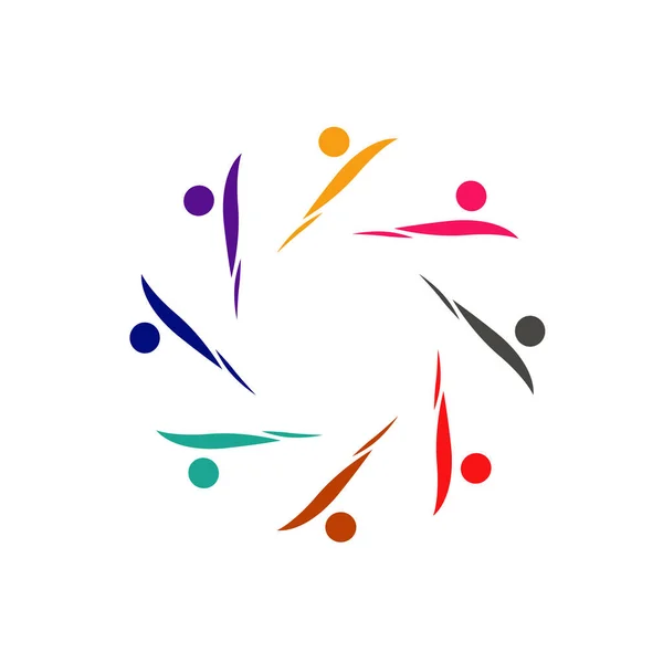 Colorful People Together Signe Symbole Art Logo Isolé Sur Blanc — Image vectorielle