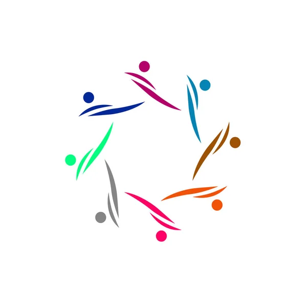 Colorful People Together Signe Symbole Art Logo — Image vectorielle