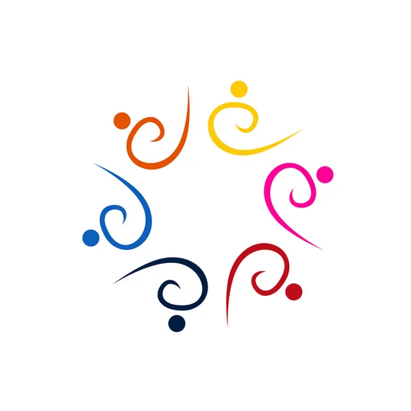 Gente Colorida Junta Firmar Símbolo Arte Logo — Vector de stock