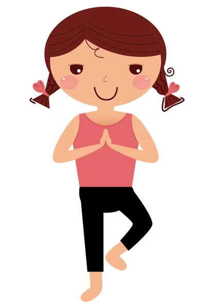 Linda chica de yoga aislada en blanco — Vector de stock