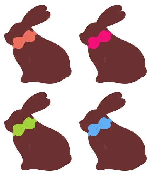 Cute four rabbit mix collection isolated on white — Stock Vector