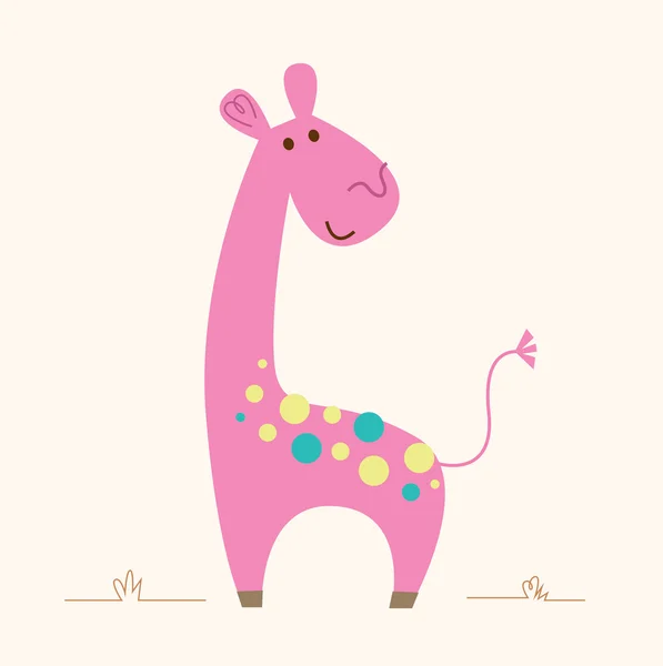 Schattige roze Giraffe teken voor babyruimte — Stockvector