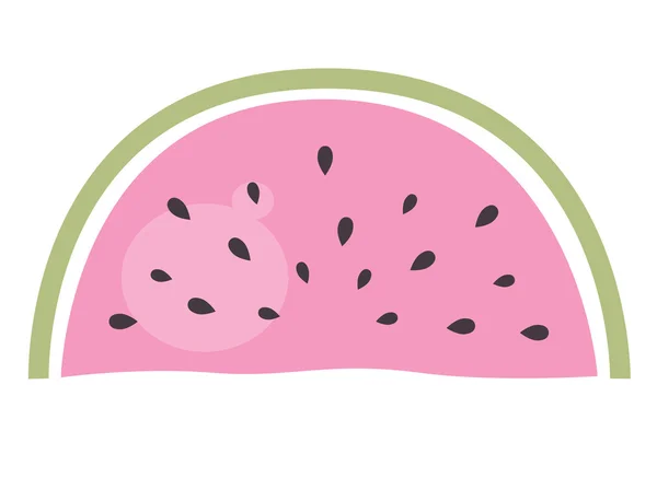Watermeloen - roze stuk fruit geïsoleerd op wit — Stockvector