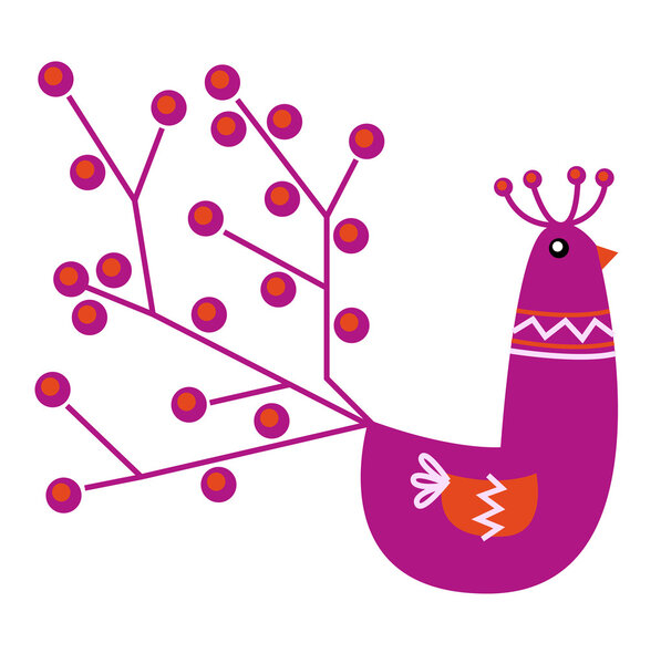 Персонаж розового Павлина изолирован на белом
