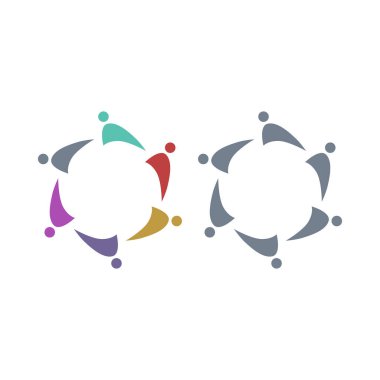 COLORFUL İNSANLARI BİR Ekip İşaret İşareti Logosu VECTOR
