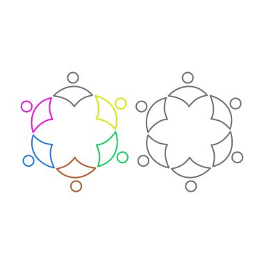 COLORFUL İNSANLARI BİR Ekip İşaret İşareti Logosu VECTOR