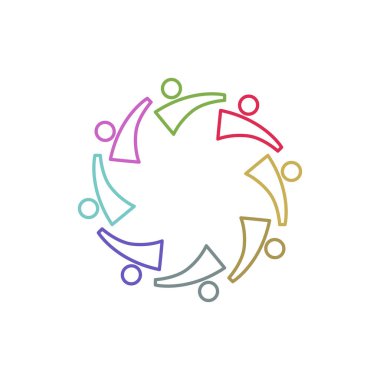 COLORFUL İNSANLARI BİR Ekip İşaret İşareti Logosu VECTOR