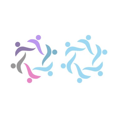 COLORFUL İNSANLARI BİR Ekip İşaret İşareti Logosu VECTOR