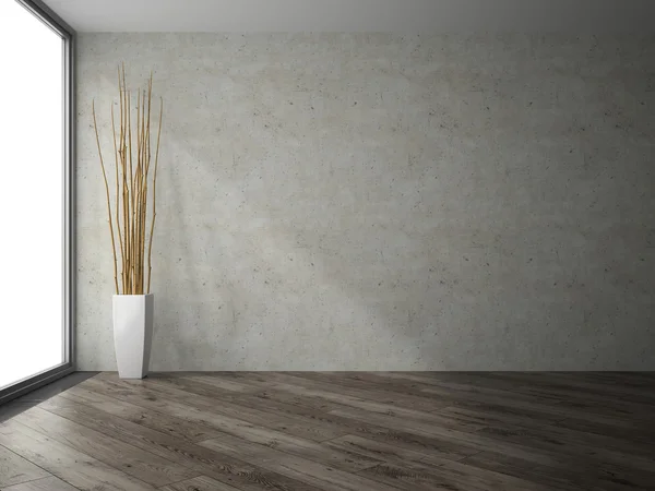 Empty room with branches decor 3D rendering — Stock Photo, Image
