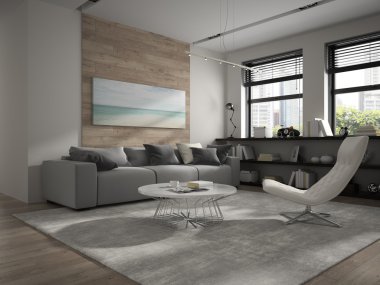 İç modern tasarım Oda 3d render