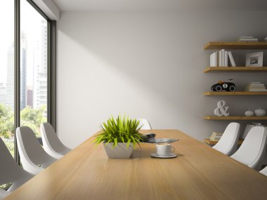 İç raflar 3d render ile yemek odası