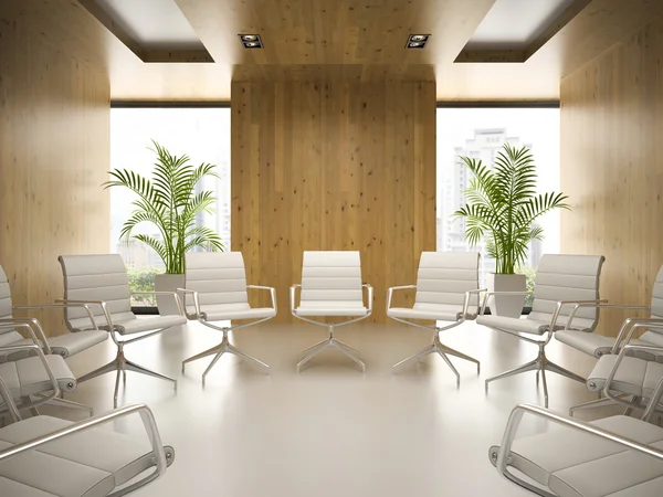 Interiopr of modern boardrooml with white armchairs 3D rendering — Stock Photo, Image