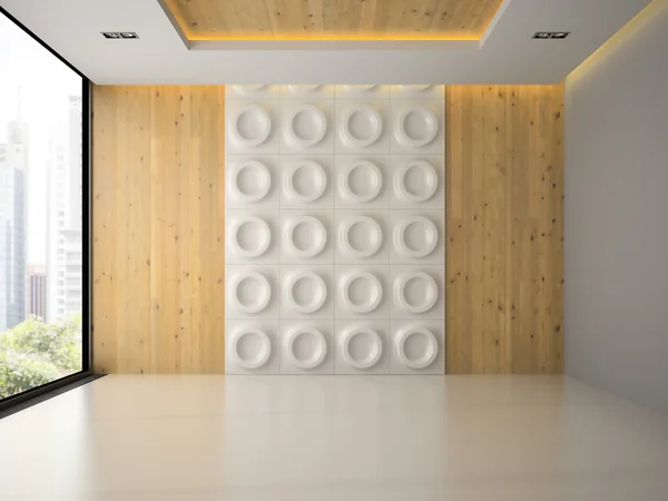 Interior of empty room with wall panel 3D rendering — Stock Photo, Image