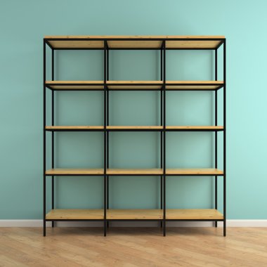 Boş rafları 3d render ile iç parçası