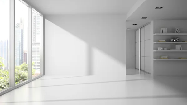 Sala de cor branca vazia renderização 3D — Fotografia de Stock