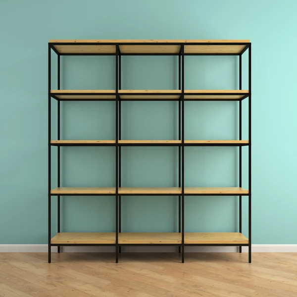 Part of interior with empty  shelves 3D rendering — Stock Photo, Image