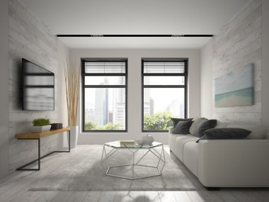 İç modern tasarım Oda 3d render