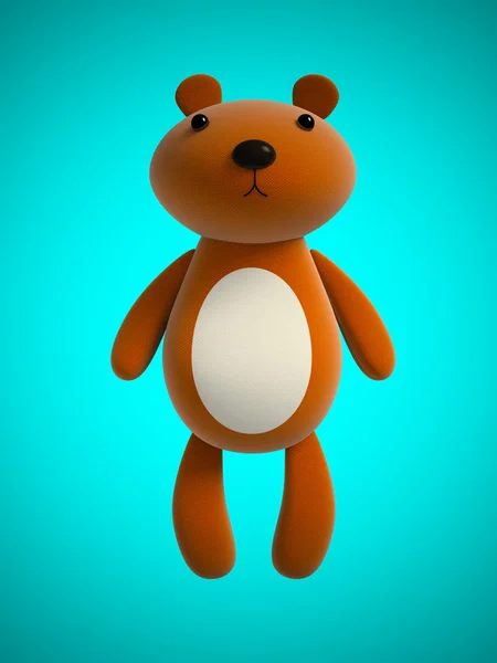 Spielzeug-Teddybär isoliert auf blauem 3D-Rendering — Stockfoto