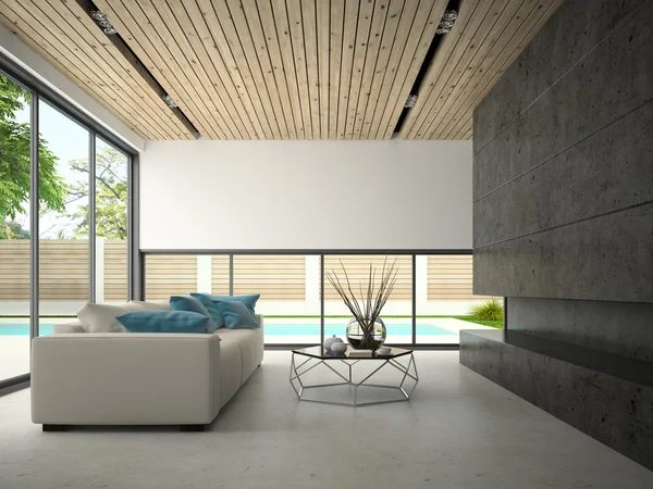 Interior hous con piscina de natación 3D renderizado — Foto de Stock