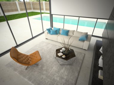 Şoförünün Yüzme Havuzu 3d render ile iç