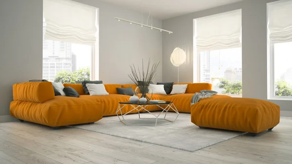 Interior de la sala de diseño moderno 3D renderizado — Foto de Stock