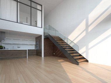 Boş modern iç mekan 3D görüntü