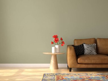 Modern oturma odasının minimalist iç dekorasyonu