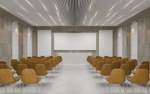 Tomt auditorium interiör med skärm 3D-rendering — Stockfoto