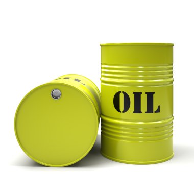 Beyaz arka plan üzerinde izole sarı petrol varil