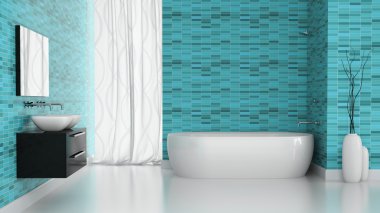 Mavi çinileri duvar banyo iç