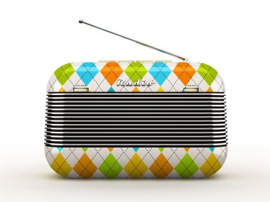 Eski rombus model vintage retro tarzı radyo alıcısı izole o