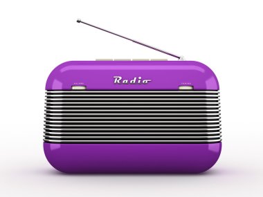 Old purple vintage retro style radio receiver isolated on white  clipart