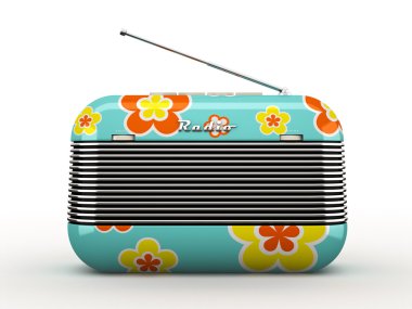 Eski flovers model vintage retro tarzı radyo alıcısı izole 