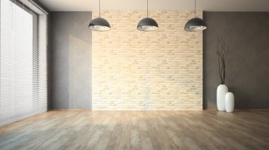Empty room whith brick wall